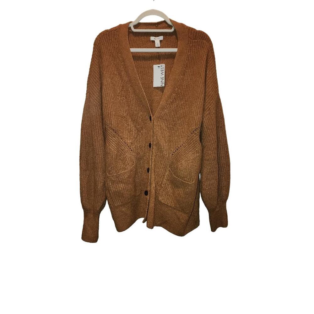 NWT Nine West Gold Button Front Cardigan Sweater XL